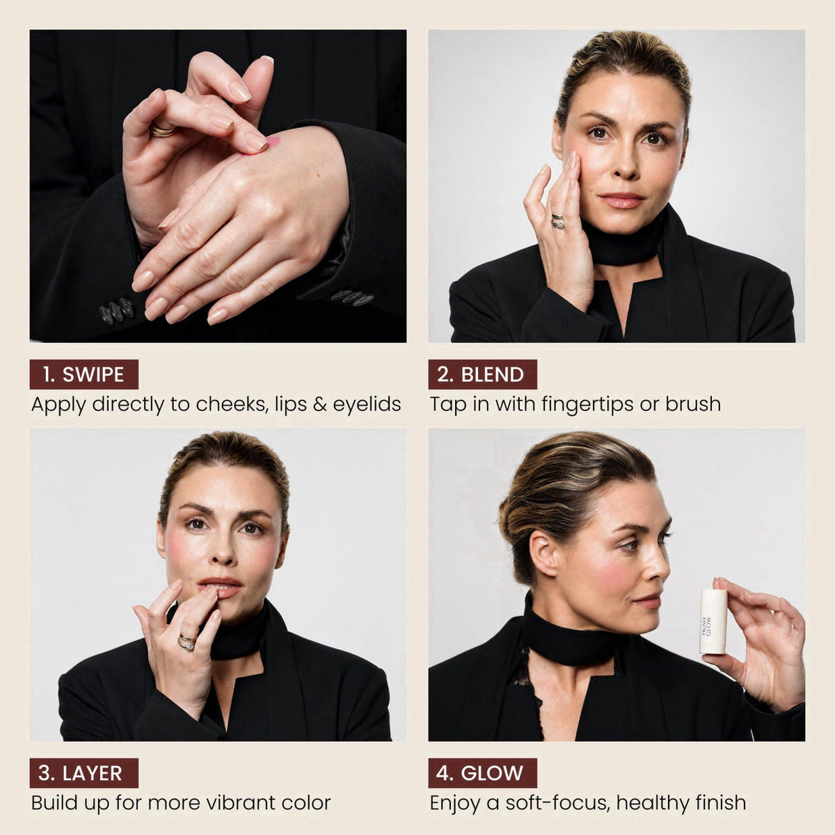Hush Glow HushGlow® Cream Blush, Buildable Blush Stick, Vibrant Poppy – alternate angle