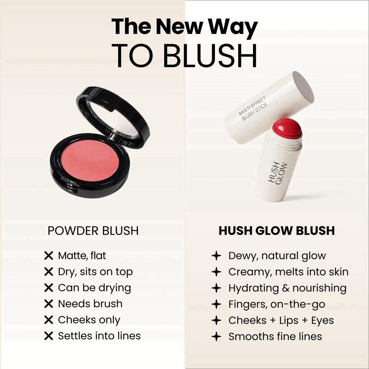 Hush Glow – Blush on display