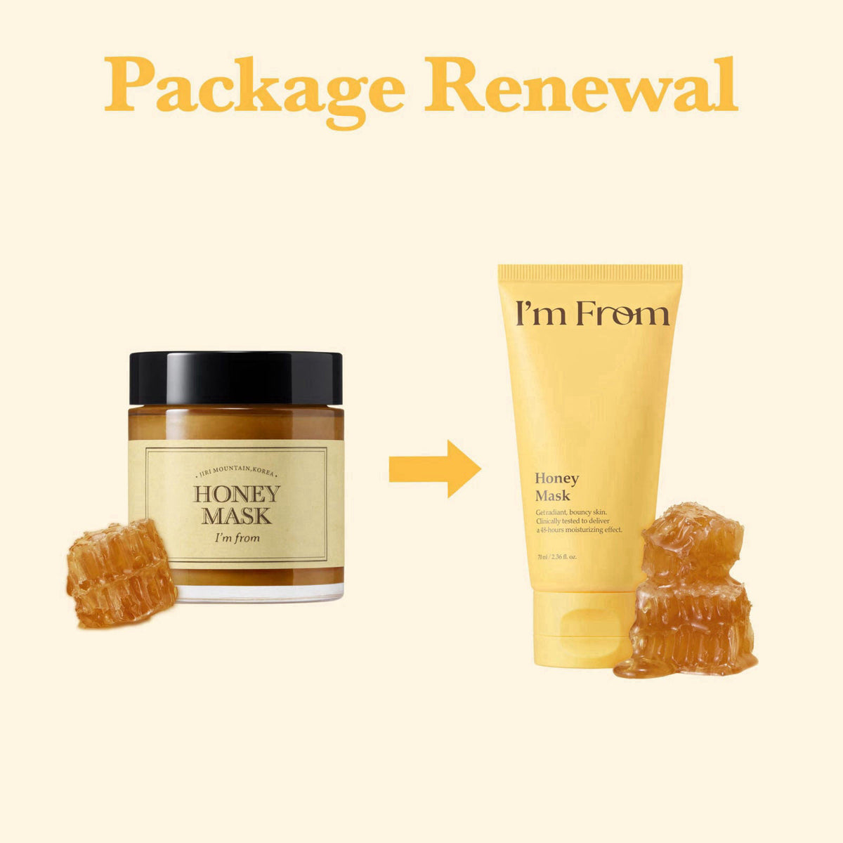 I'm from Honey Mask, Deep Nourishing Wash-Off Mask with Natural Honey, Glass & Dewy Glow, Long-Lasting Hydration, Korean