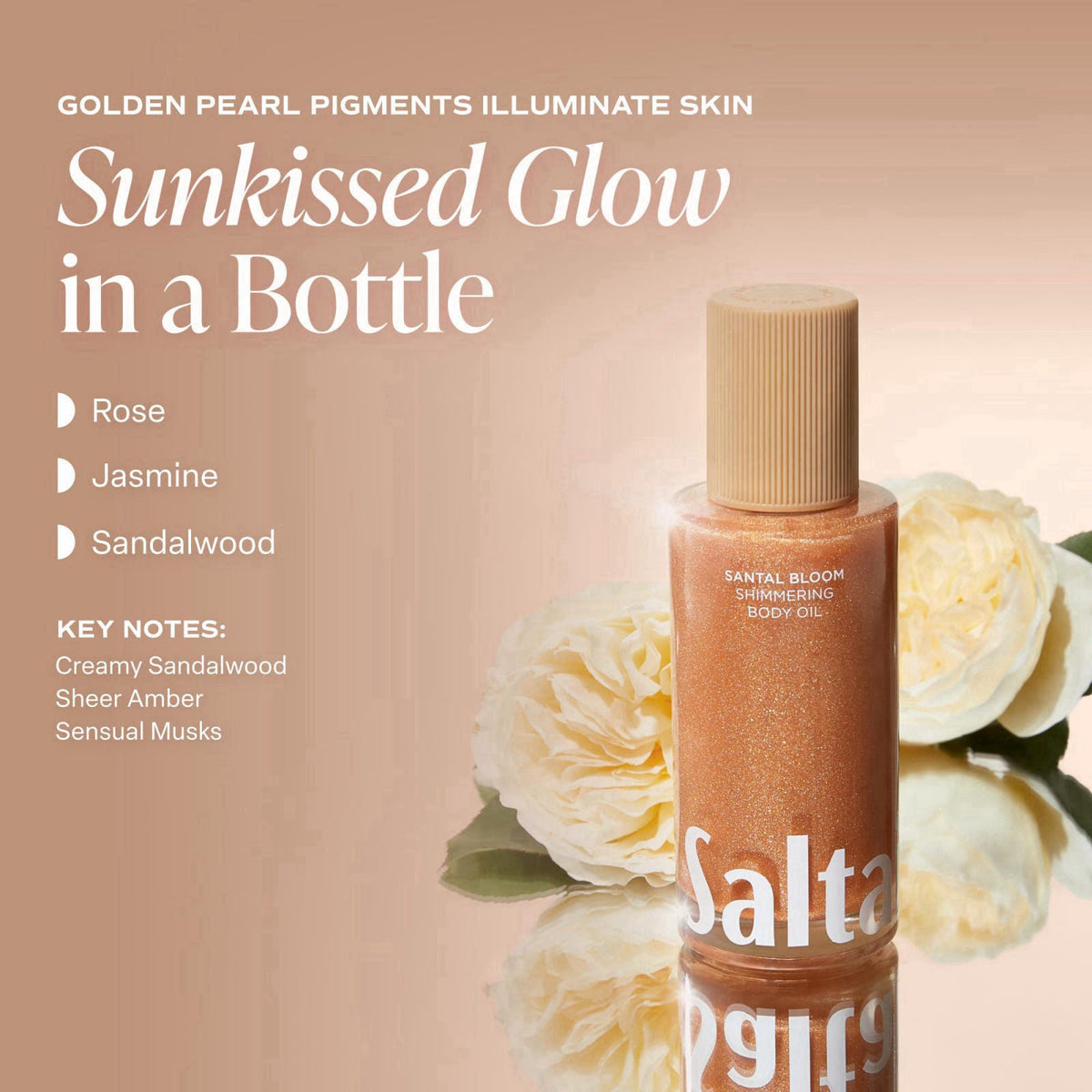 Saltair Shimmering Body Oil | Santal Bloom Radiant Moisturizer | 4 fl oz – close-up detail