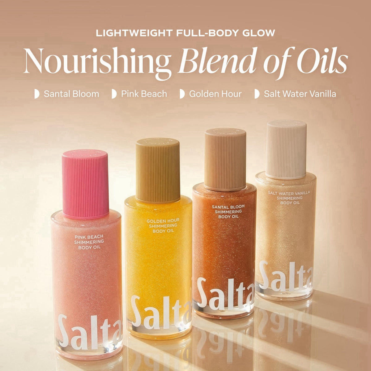 Saltair Shimmering Body Oil | Santal Bloom Radiant Moisturizer | 4 fl oz – full view