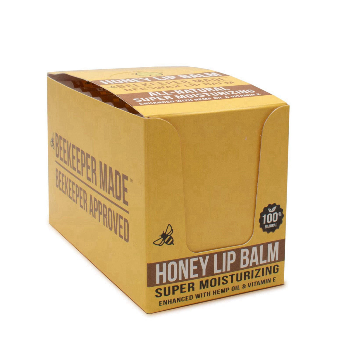 Beessential Beekeeper Made Beeswax Bulk Lip Balm, Honey, 40 Count – back view and specifications