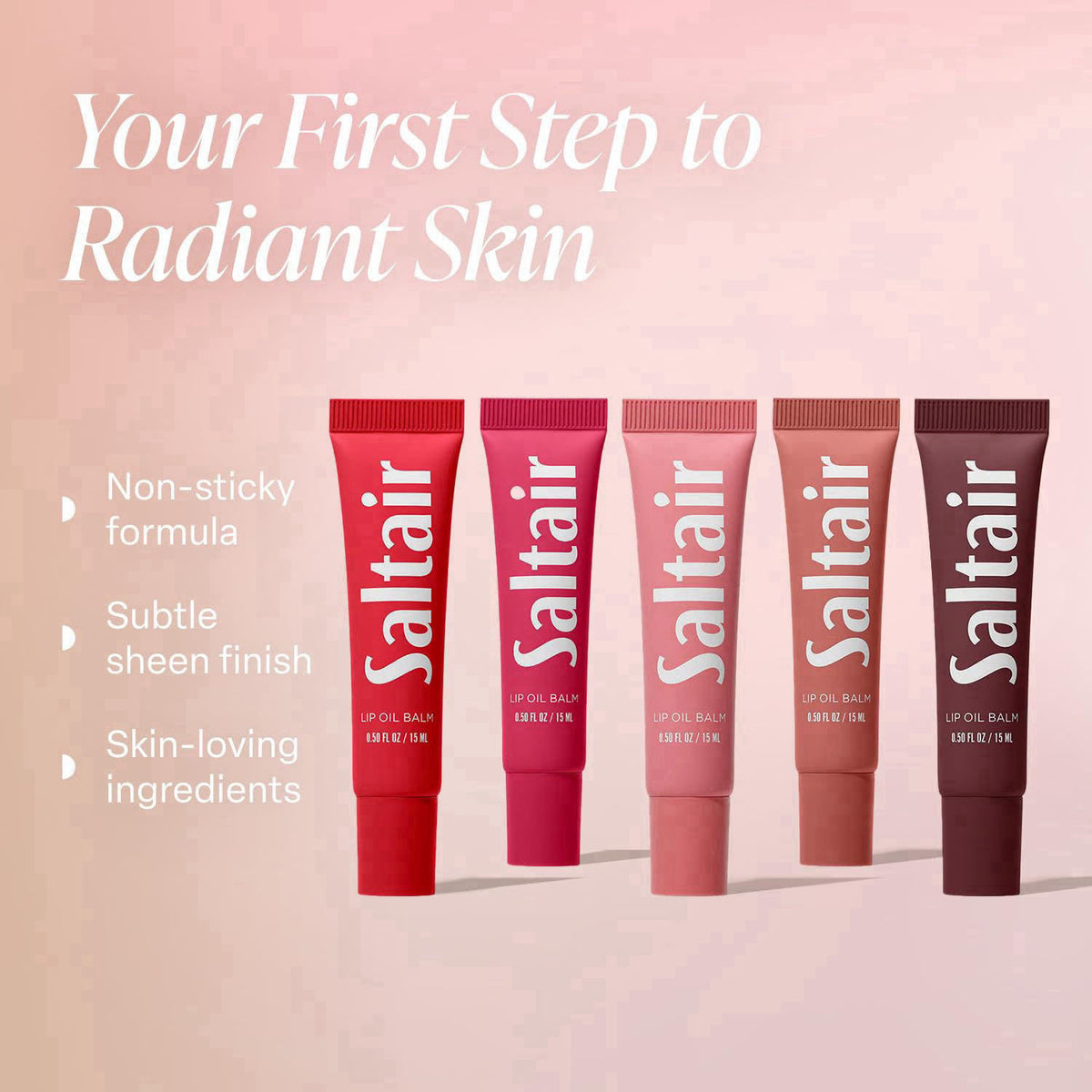 Saltair Hydrating Lip Oil Balm Set | Everyday Shades, 5 Pack, 0.5 fl oz – full view