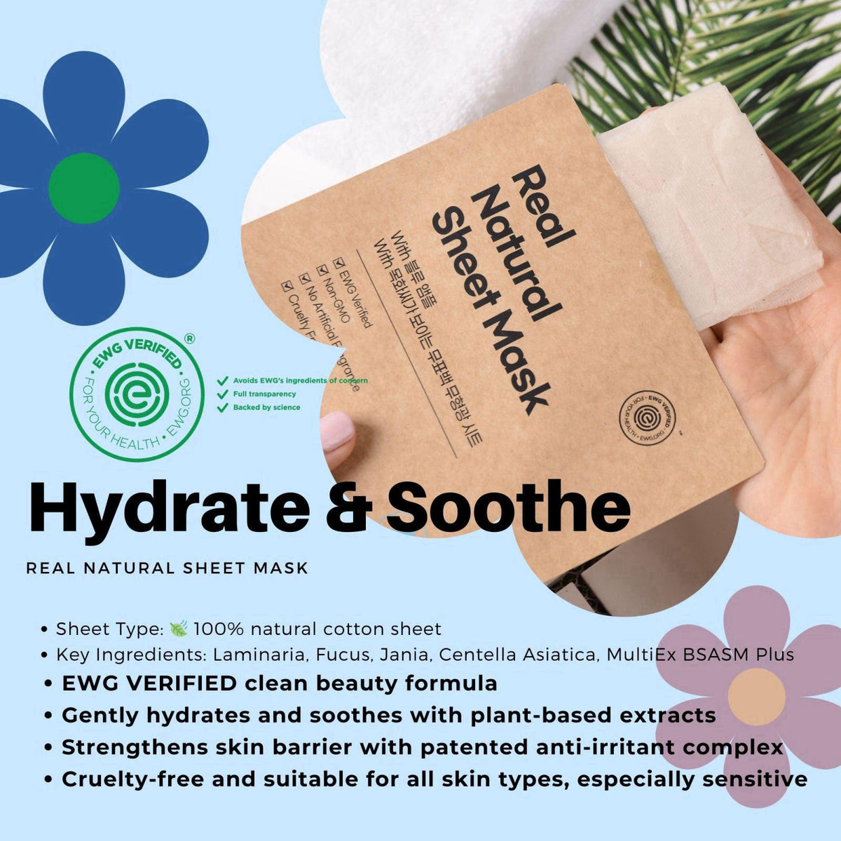 EWG Verified Varuza Ultimate Skincare Essentials - Ultra Moisturizing Cream & Real Natural Sheet Masks 3ea Energizing Ko
