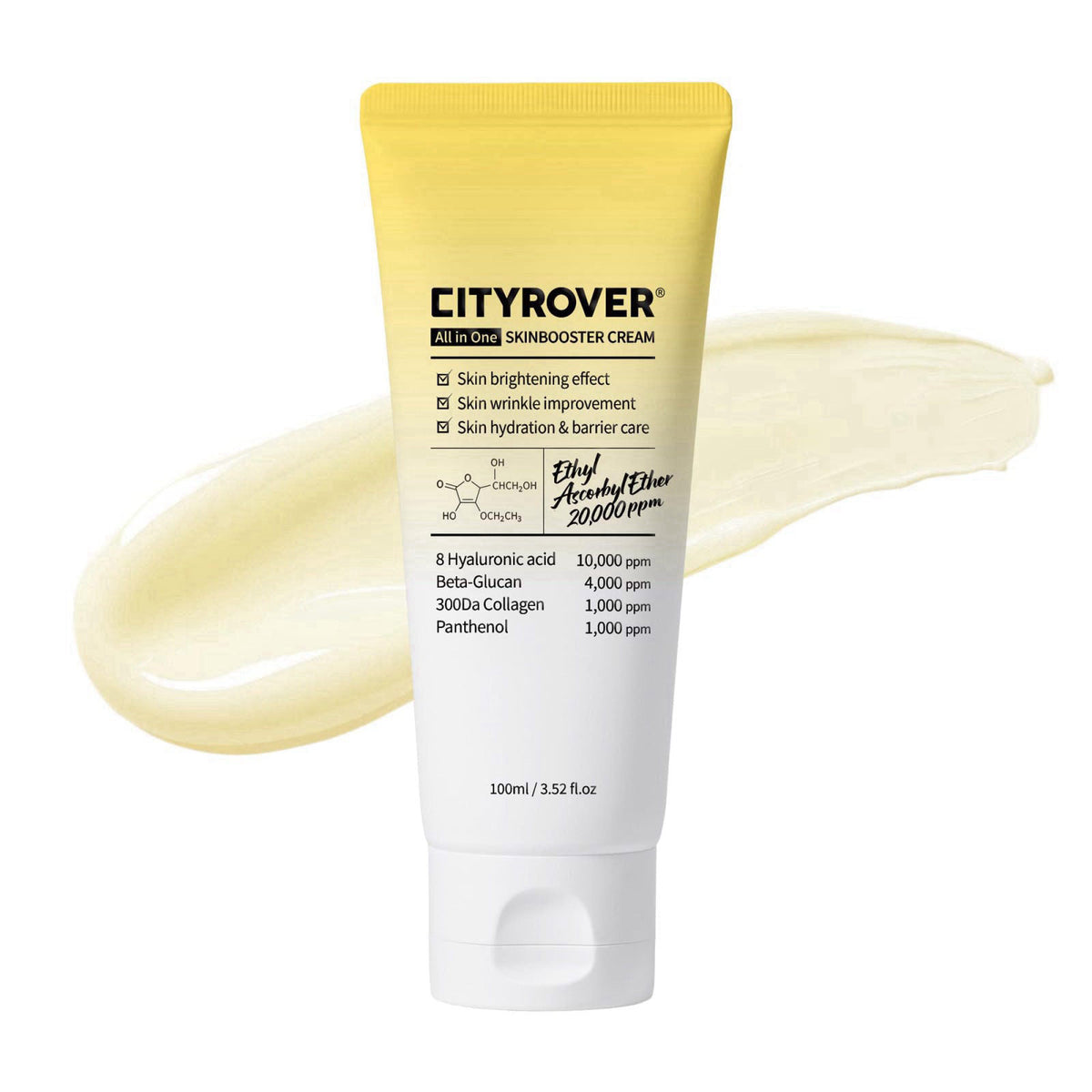 bonkorea CITYROVER Skin Booster Cream with Vitamin C, 8 Hyaluronic Acids, Ceramide & Beta Glucan, Hydrating Face Moistur
