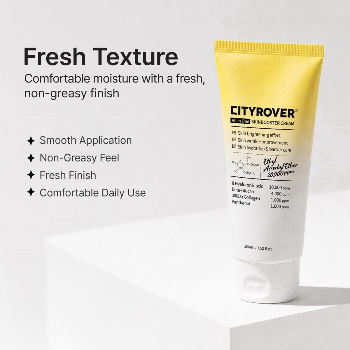 bonkorea CITYROVER Skin Booster Cream with Vitamin C, 8 Hyaluronic Acids, Ceramide & Beta Glucan, Hydrating Face Moistur