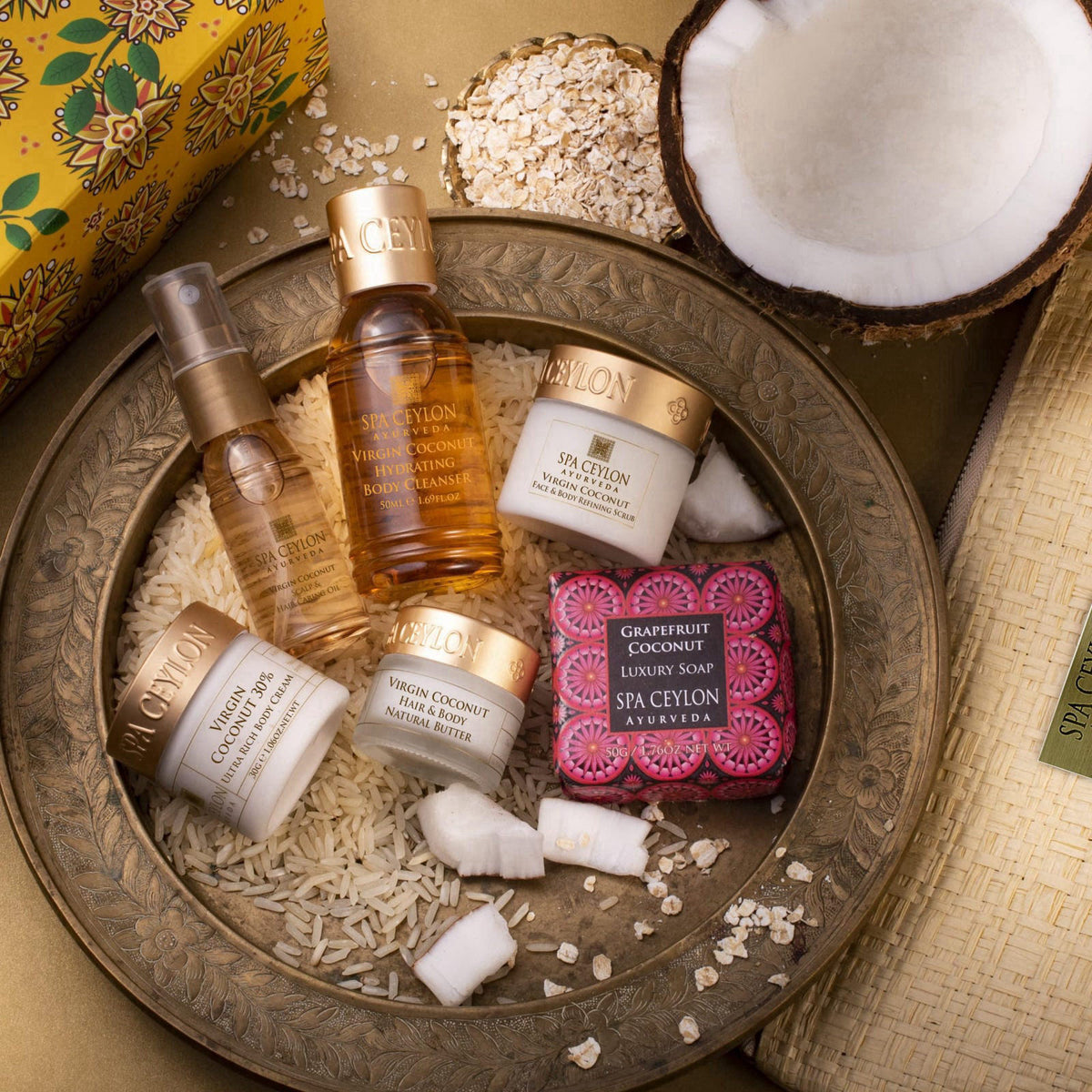 Spa Ceylon Virgin Coconut Home Spa Set | Body Care Set & Mini Travel Bag | Pamper Gift | Organic Bath Products – close-u