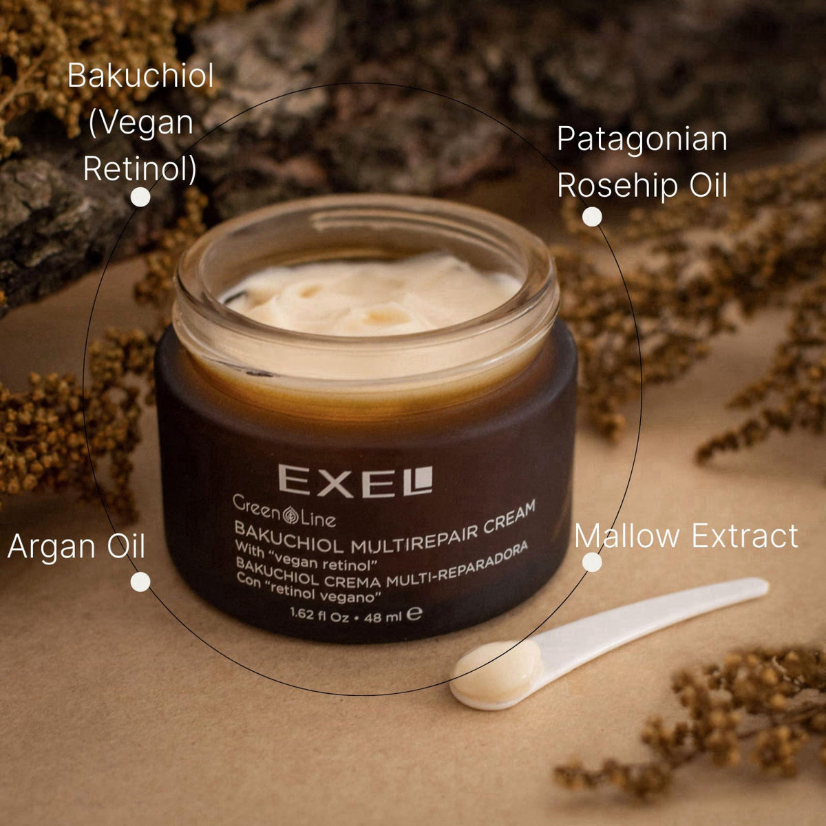 EXEL Bakuchiol Night Cream – Vegan Retinol Alternative Face Moisturizer – Anti Wrinkle & Firming Treatment with Rosehip 