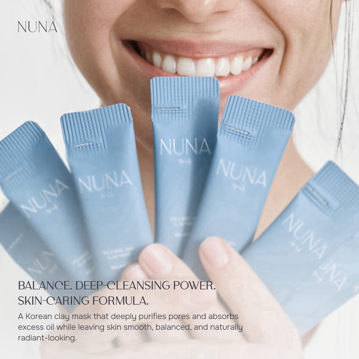 NUNA Volcanic Ash Clay Mask - Triple Clay Complex, Pearl Extract, Centella Asiatica, Squalane, Shea Butter, Hydrolyzed H