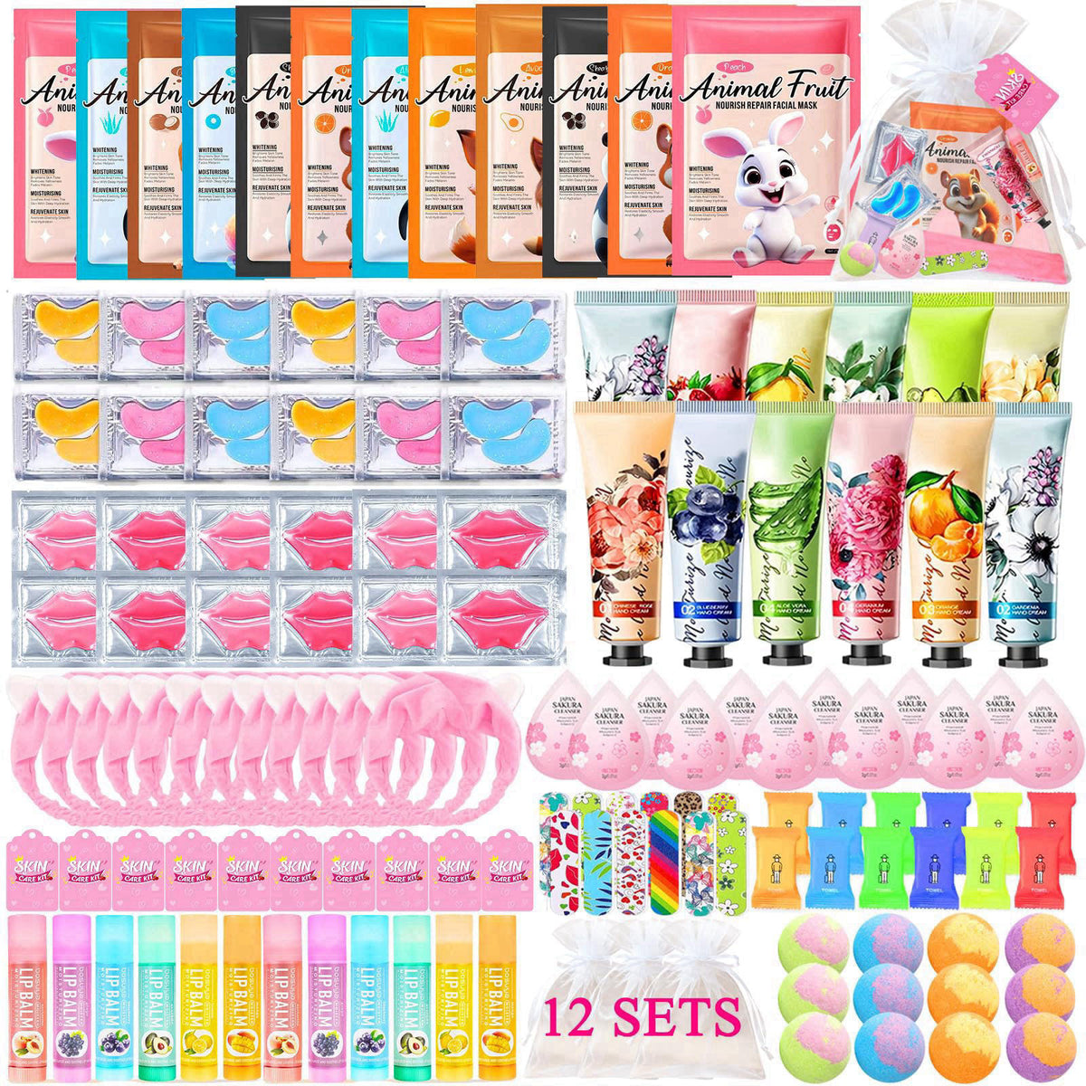 SSGP 144 PCS Spa Party Supplies for Women,Spa Day Favors Essentials Include Face Masks Skincare, Lip Balm, Under Eye Pat