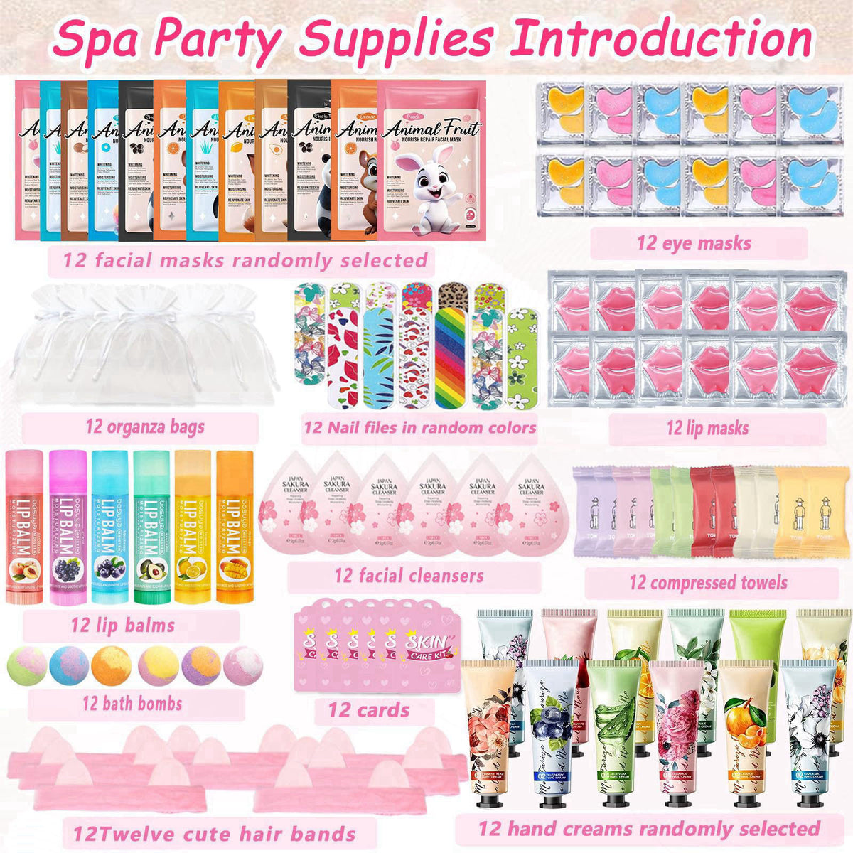 SSGP 144 PCS Spa Party Supplies for Women,Spa Day Favors Essentials Include Face Masks Skincare, Lip Balm, Under Eye Pat