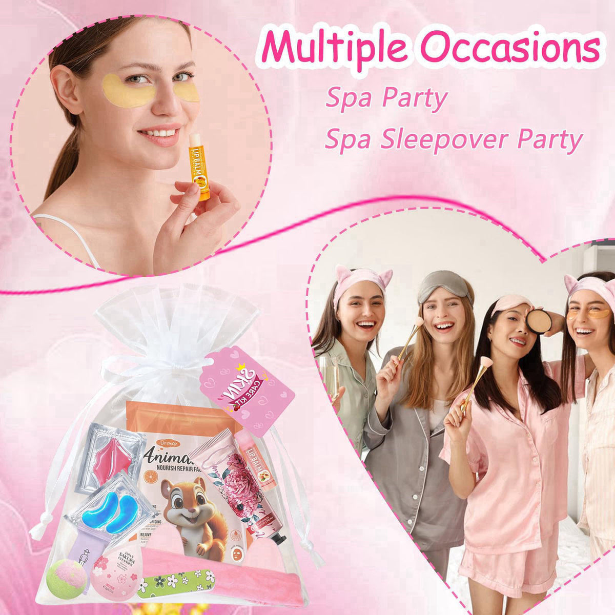 SSGP 144 PCS Spa Party Supplies for Women,Spa Day Favors Essentials Include Face Masks Skincare, Lip Balm, Under Eye Pat