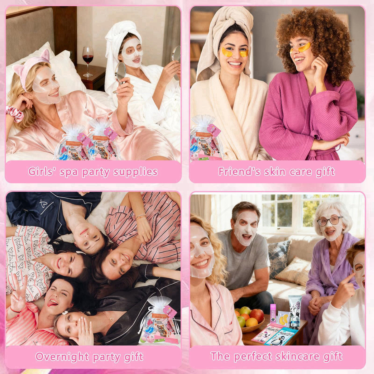 SSGP 144 PCS Spa Party Supplies for Women,Spa Day Favors Essentials Include Face Masks Skincare, Lip Balm, Under Eye Pat