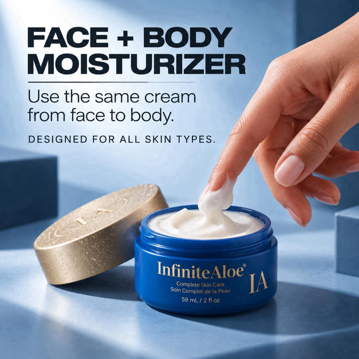 InfiniteAloe Complete Skin Care, Aloe Vera Powered Face and Body Cream for All Skin Types, Midnight Scent (Small Jar 2 o