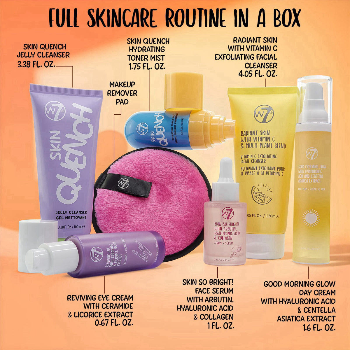W7 Beauty Blast Skincare Secrets Set - Full Size Routine – close-up detail