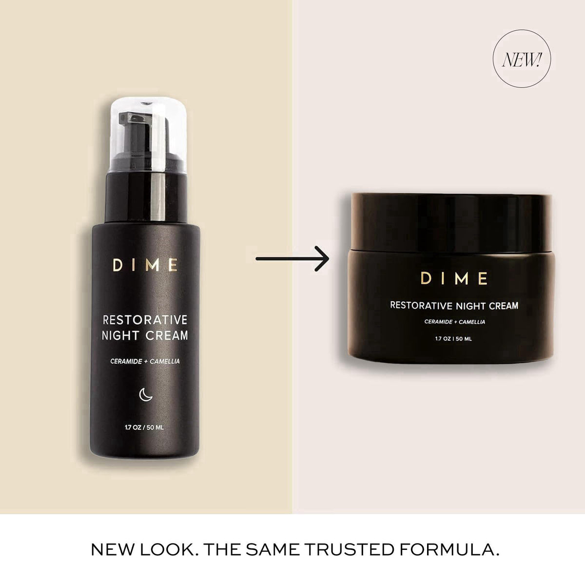 DIME Beauty Restorative Night Cream - Anti-Aging Face Moisturizer with Ceramides, Peptides, Sea Buckthorn and Squalane, 