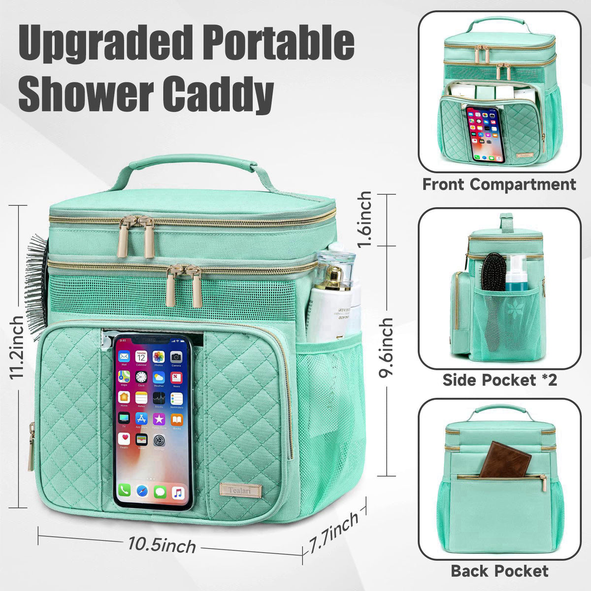Tealari Large Toiletry Bag for Women Men,Bathroom Bag,Water Resistant Shower Bag,Makeup Bag,Portable Shower Caddy for Co