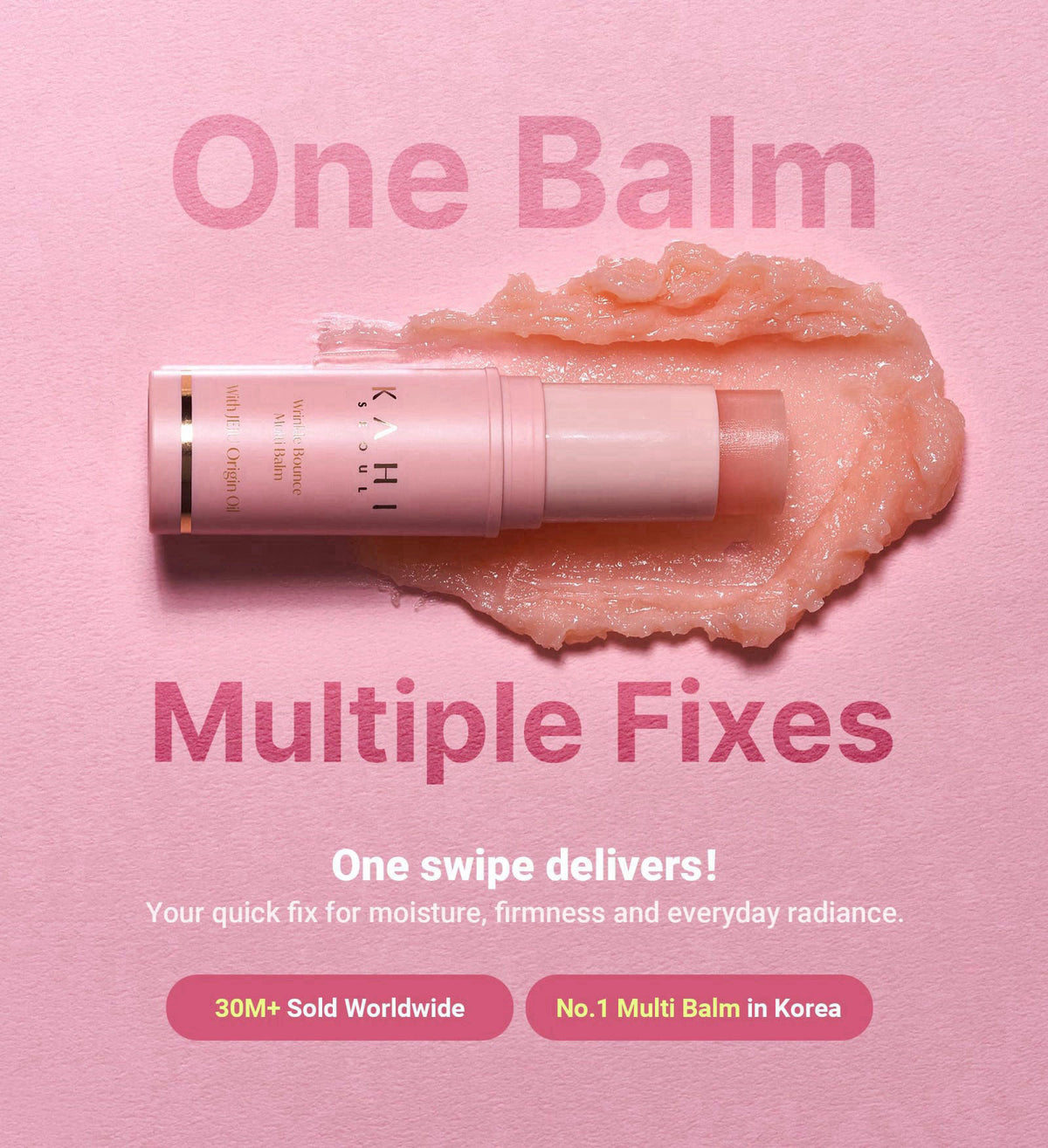 KAHI Wrinkle Bounce Multi Balm - DUO EDITION | All-in-One Hydrating Balm Eye Cream Make Up Base & Moisture Stick | Daily