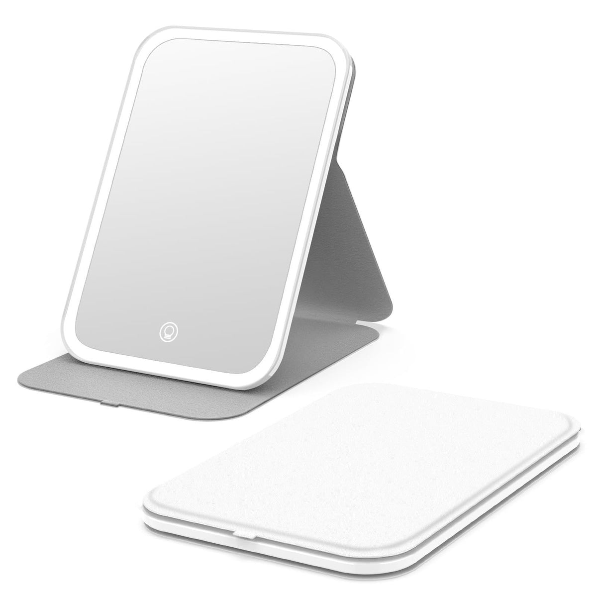 Kintion Travel Makeup Mirror, Portable LED Lighted Folding Mirror (White) – Pink, Blue, Black, White, 8*5.4*0.55in(20.5*