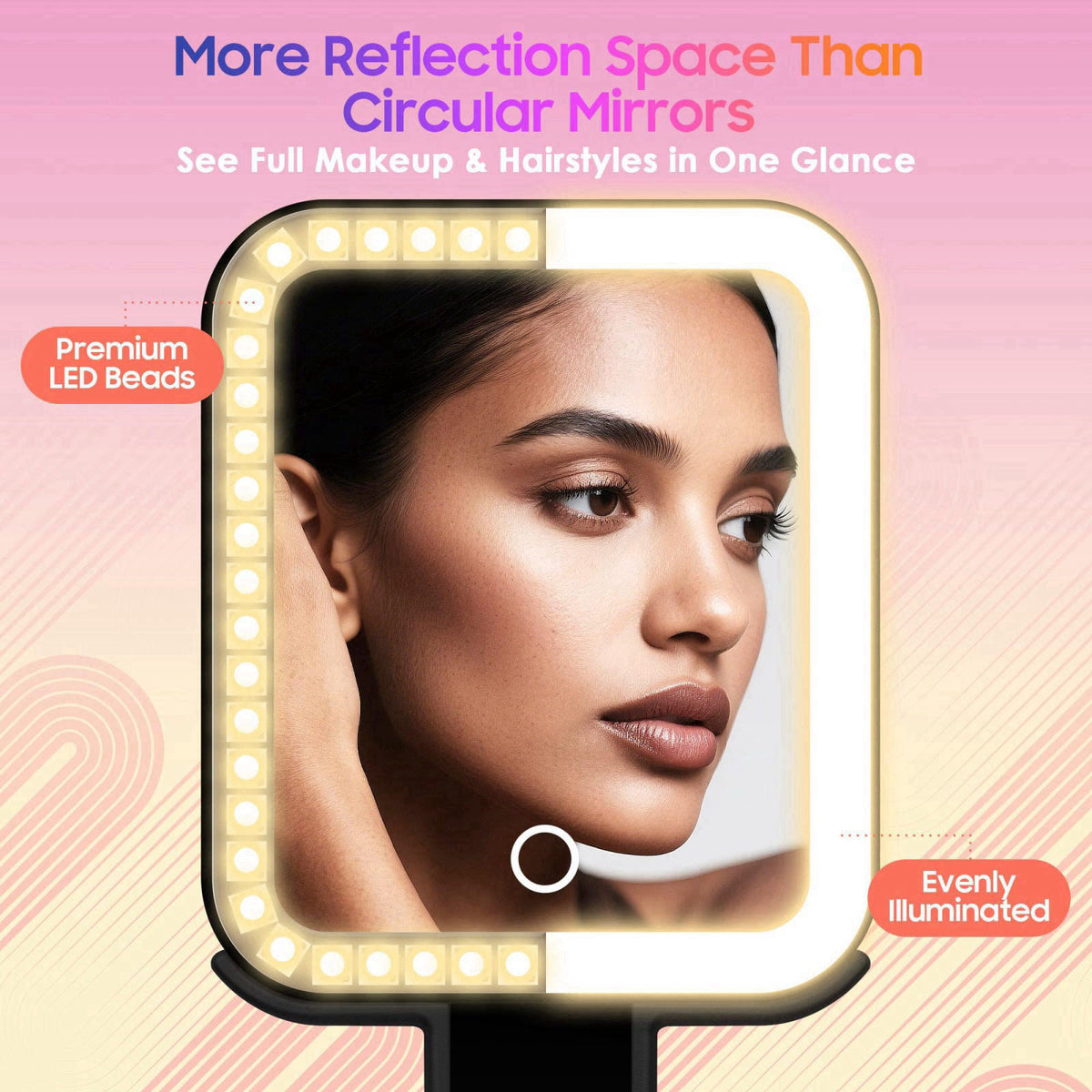 GOMIPURU Magnifying Travel Mirror with Light, 30X/1X Double-Sided Magnifying Mirror with 3 Color Lights, Brightness Adju