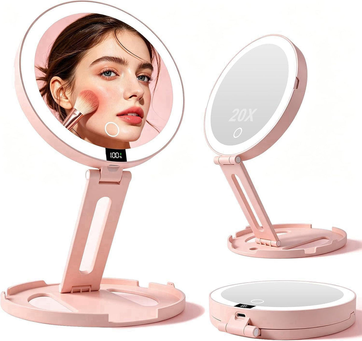 HAISSKY Lighted Travel makeup Mirror,20X/1X Magnification Foldable Vanity Mirror – product photo (Compact &amp; Travel M