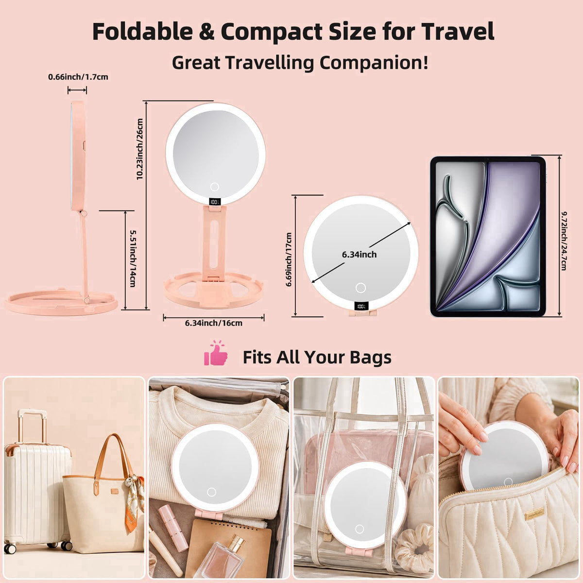 HAISSKY Lighted Travel makeup Mirror,20X/1X Magnification Foldable Vanity Mirror – packaging and label