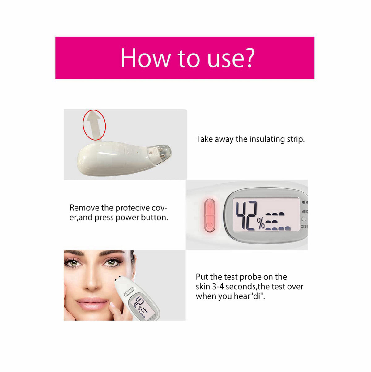 SHQYMBLT Portable digital facial moisture tester skin analyzer facial hydration corneometer skin hydration meter water o