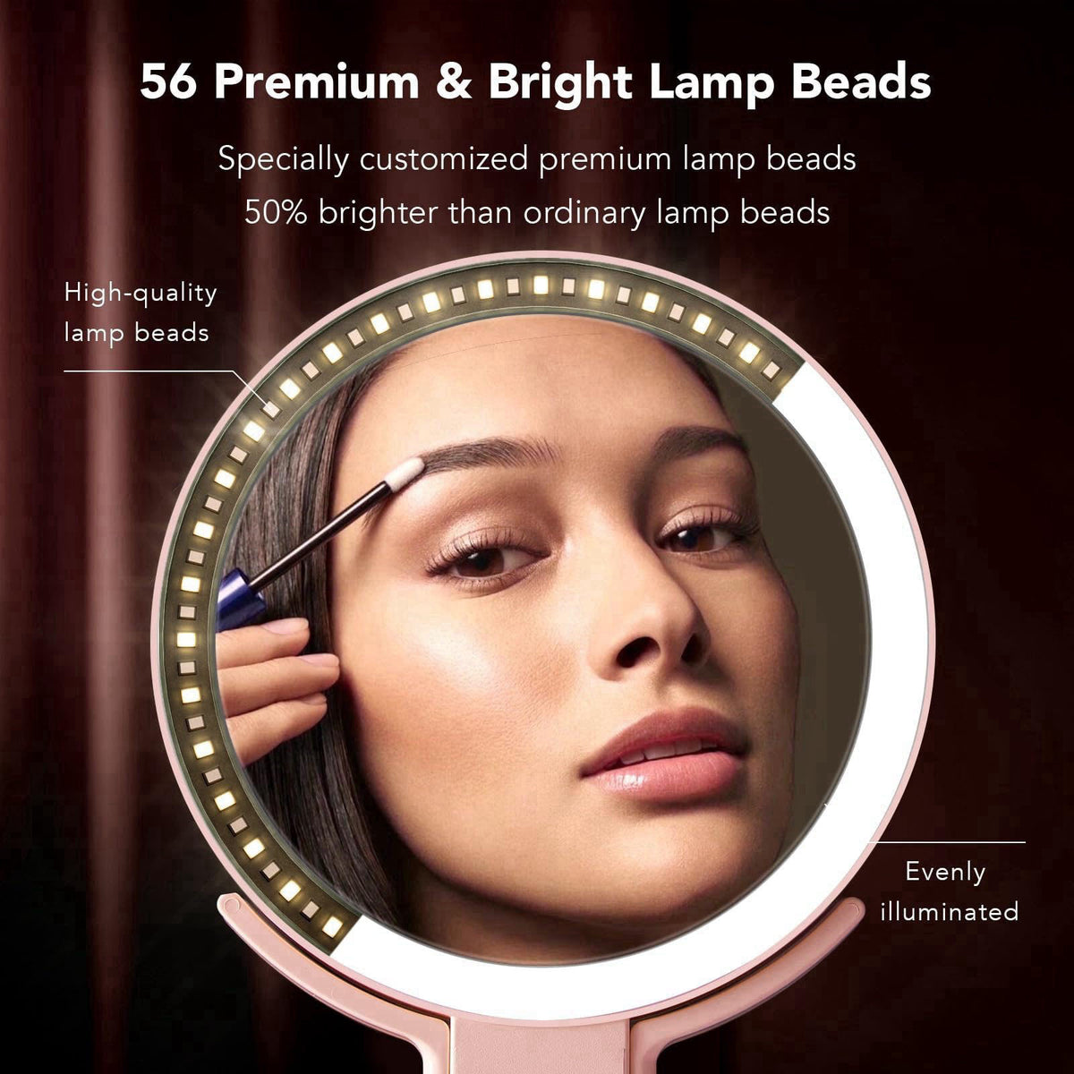 LitBear Travel Makeup Mirror with Lights, Rechargeable Double-Sided 10X/1X Magnifying Mirror, Portable Lighted Beauty Mi