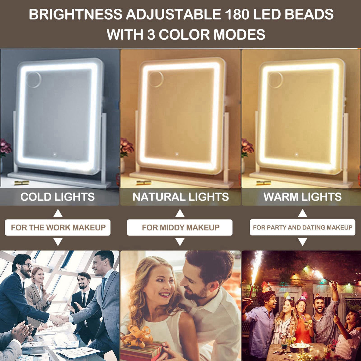 Gvnkvn 15.2" in Lighted Makeup Mirror, 10X Magnifiers – full view