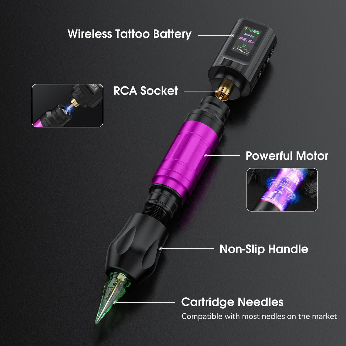 Nazzor Complete Wireless Tattoo Gun Kit, Rotary Tattoo Pen with 1800mAh Battery, Liner & Shader Tattoo Supplies for Star