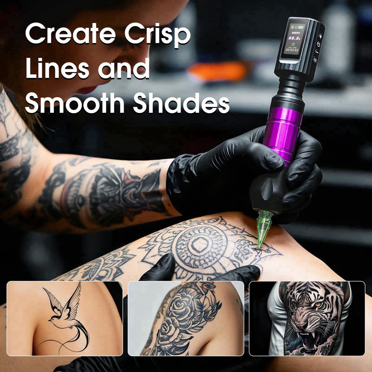 Nazzor Complete Wireless Tattoo Gun Kit, Rotary Tattoo Pen with 1800mAh Battery, Liner & Shader Tattoo Supplies for Star