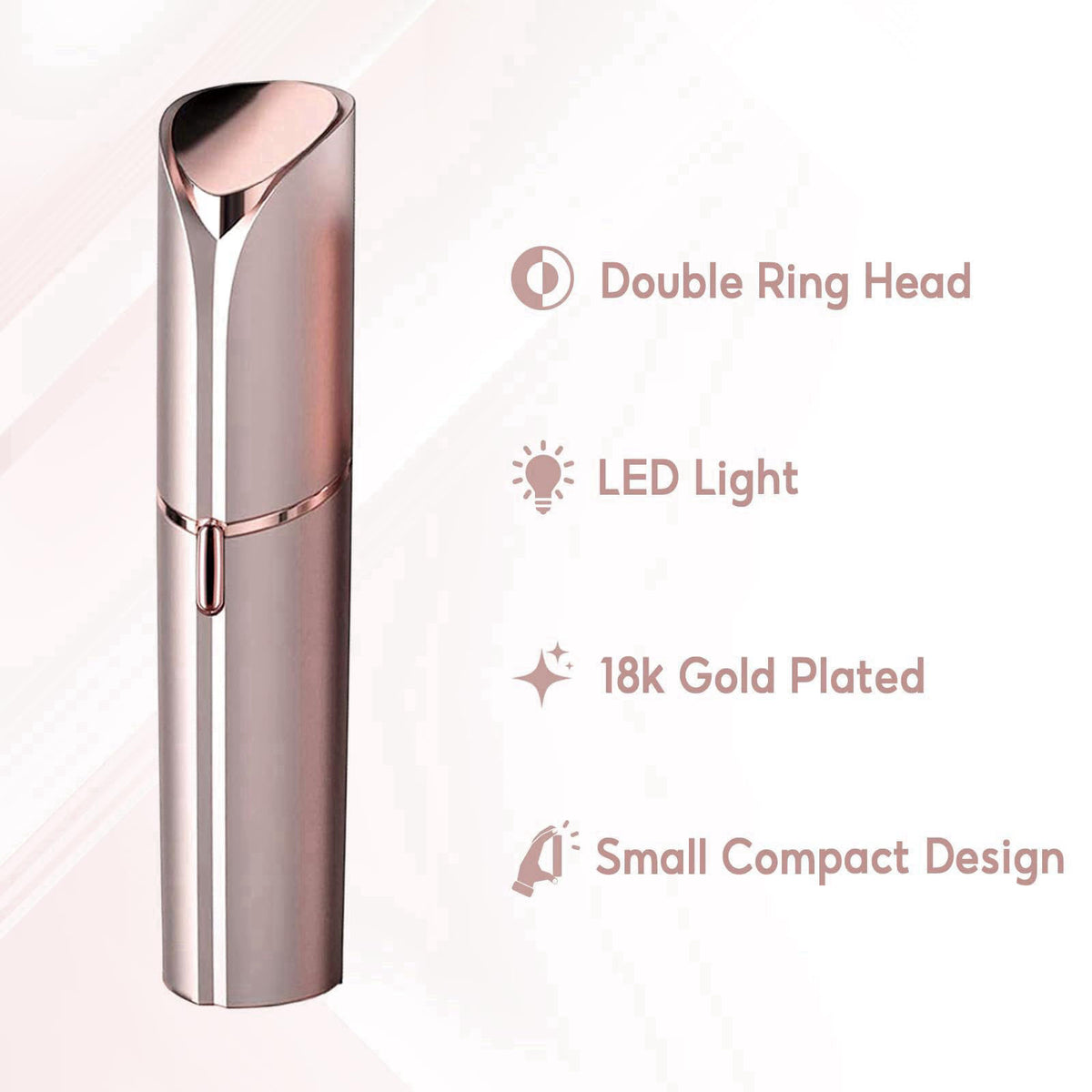 innobeaut Painless Facial Hair Remover for Women, Rechargeable, Rose Gold – close-up detail in Gold+ 2 Heads
