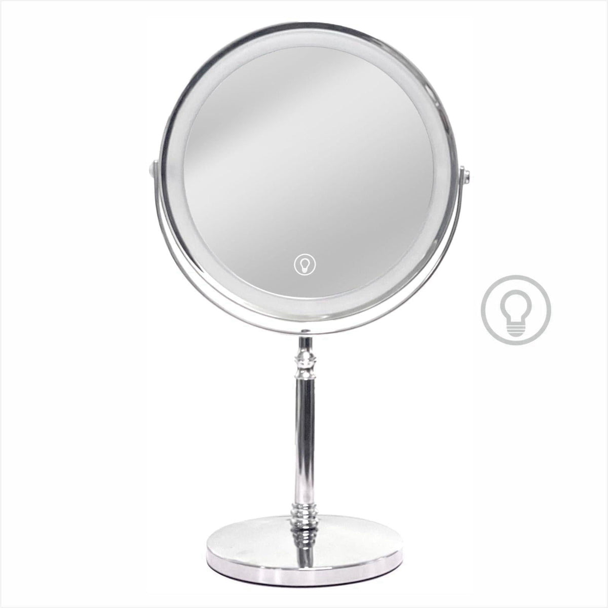 Creocasy Makeup Mirror with Lights ，8 Inch 1X/10X Rechargeable Double Sided Magnifying, 360° Rotation LED HD Mirror with