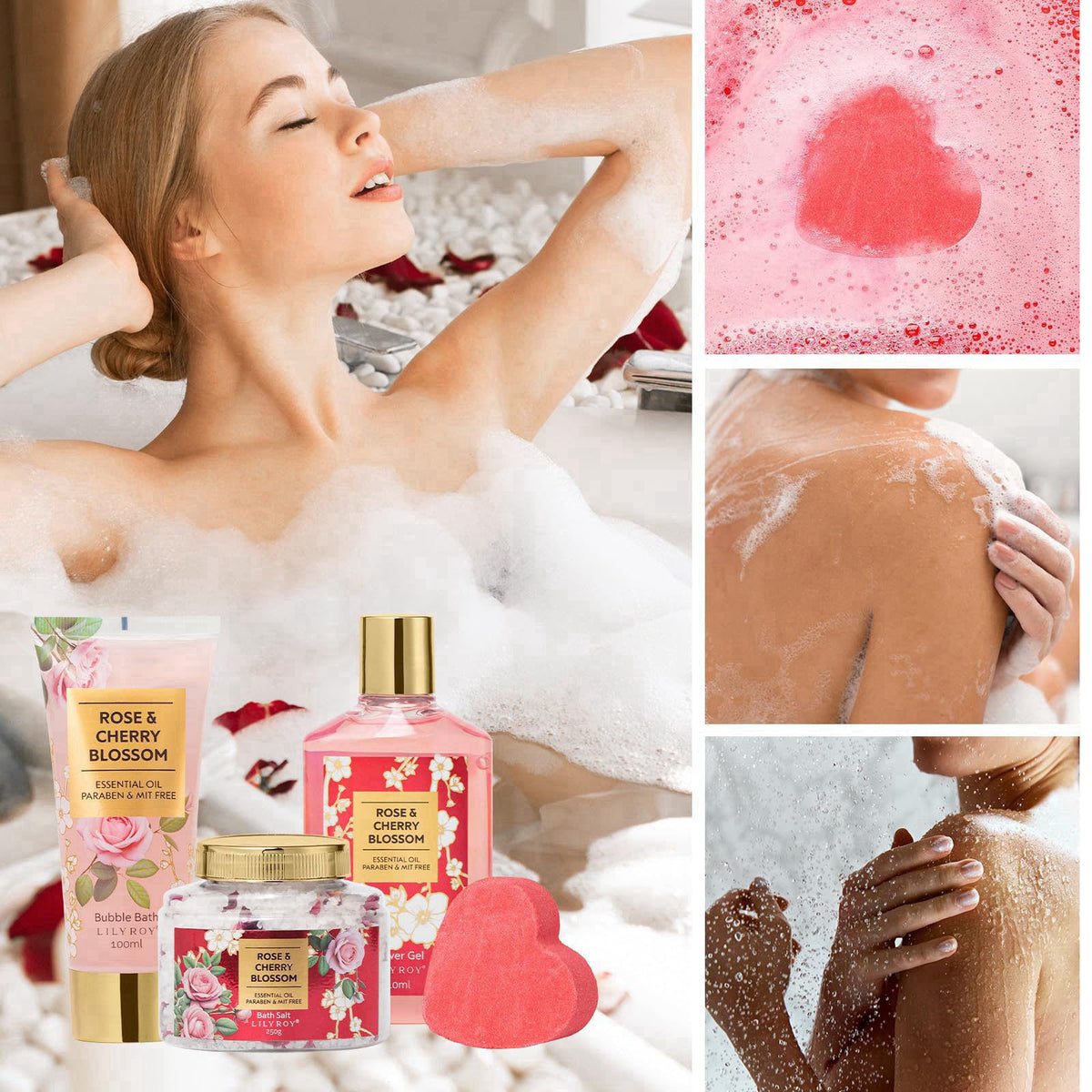 LILY ROY Spa Gifts for Mom, Birthday Gifts - 9 Pcs Bath Spa Gift Baskets for Women – full view