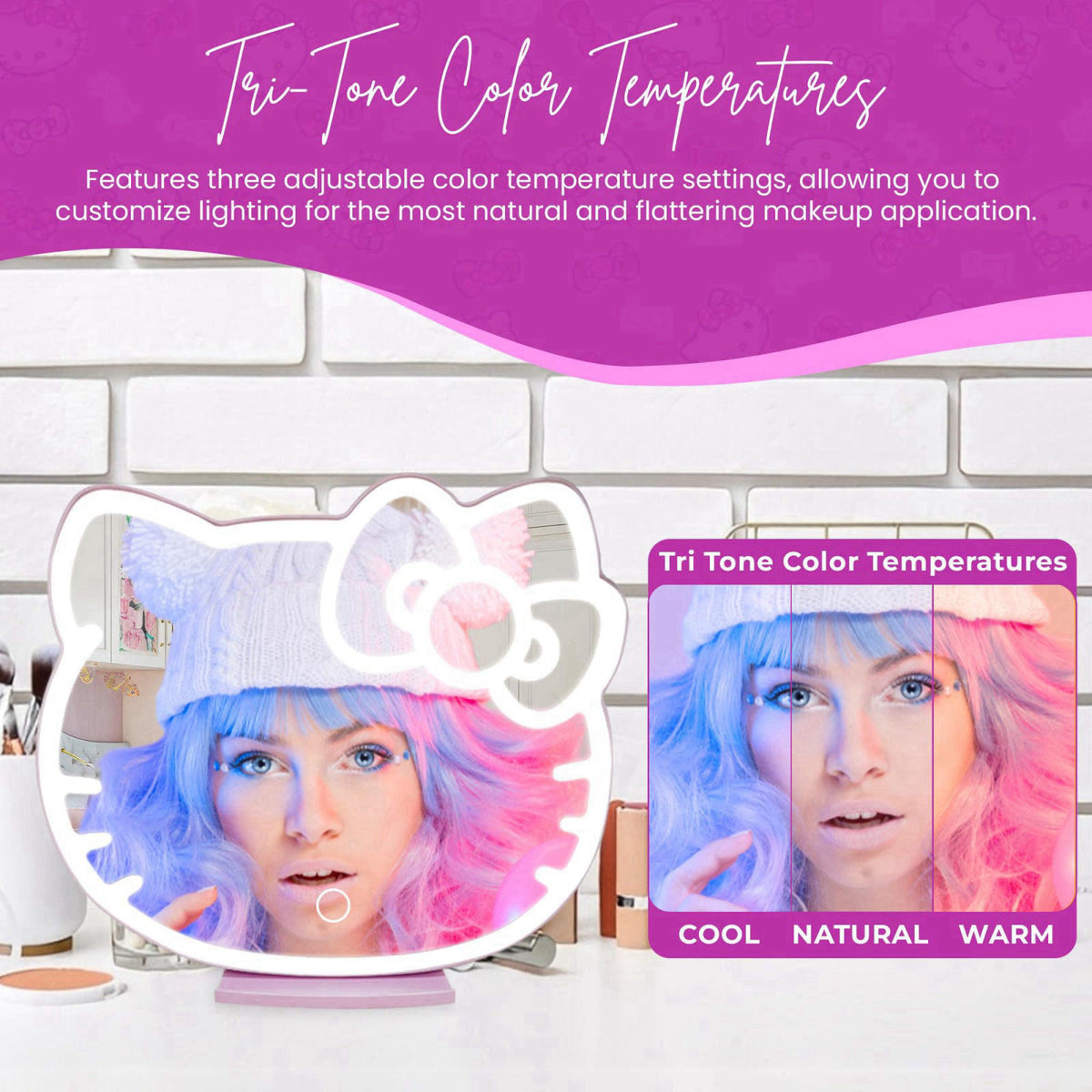 IMPRESSIONS VANITY &middot; COMPANY Impressions Vanity Supercute Hello Kitty Tabletop Desk Mirror with Lights and Touch 