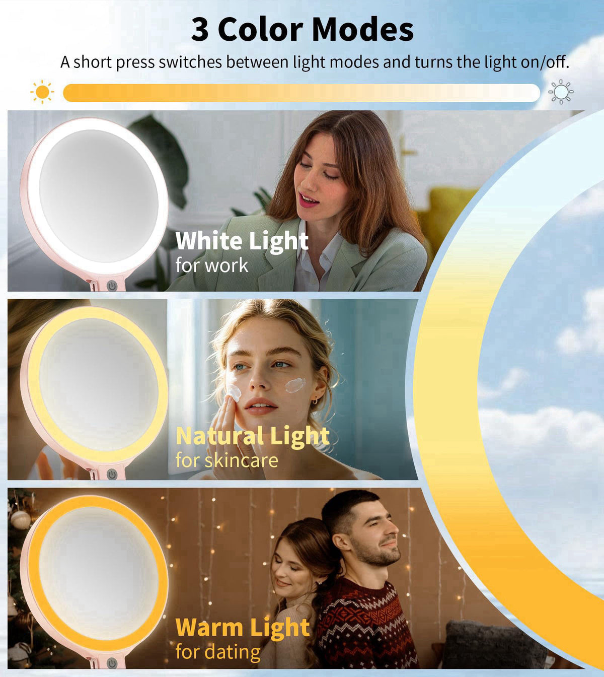 XXZU Makeup Mirror with Lights, Vanity Mirror with 1X/10X Magnifying Mirror – packaging and label