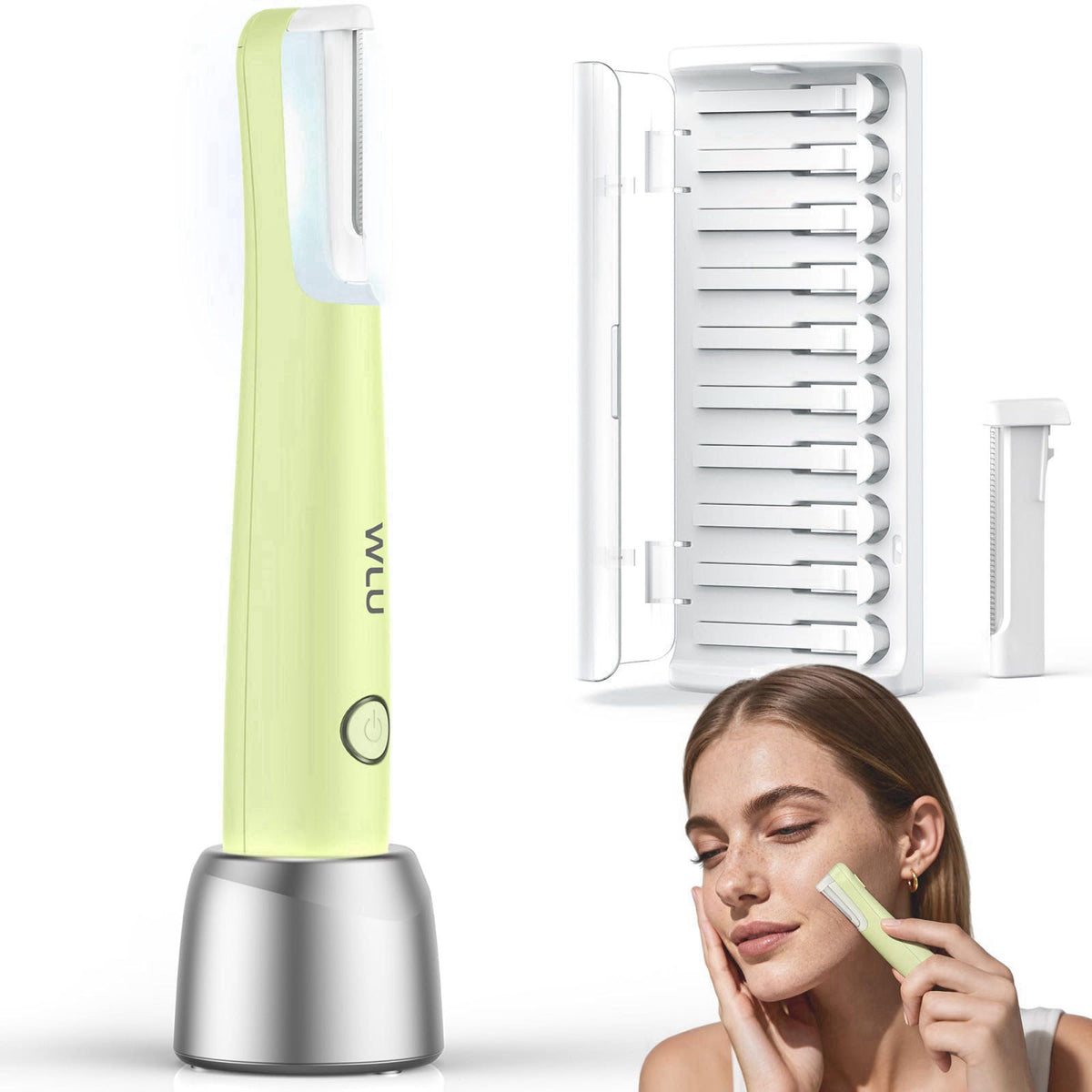 WLU Dermaplane Razor for Women Face, Peach Fuzz Removal & Exfoliation – product photo (Microdermabrasion Devices)