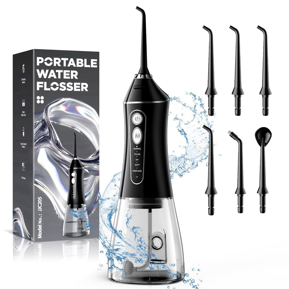 Reure Cordless Water Flosser for Teeth Cleaning, Gums & Braces, 5 Cleaning Modes with DIY Mode, 6 Jet Tips, 320ml Water 