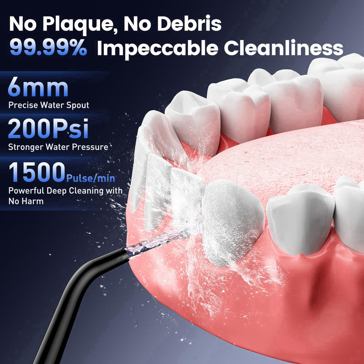 Reure Cordless Water Flosser for Teeth Cleaning, Gums & Braces, 5 Cleaning Modes with DIY Mode, 6 Jet Tips, 320ml Water 