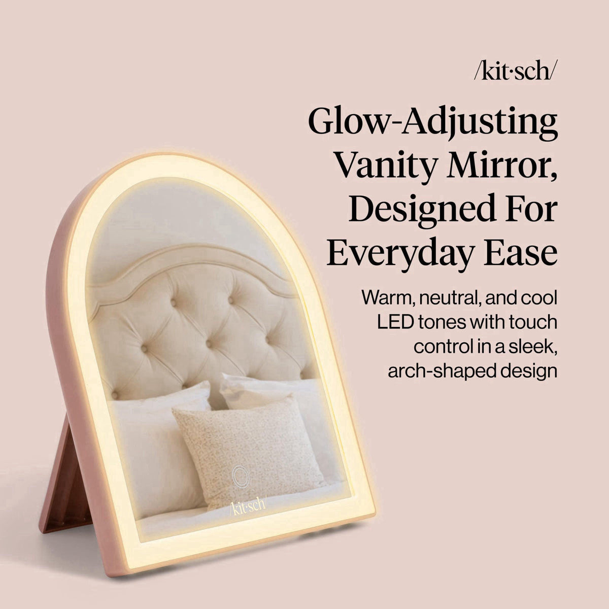 Kitsch Arch Desk Vanity Mirror with Lights - Terracotta – packaging and label
