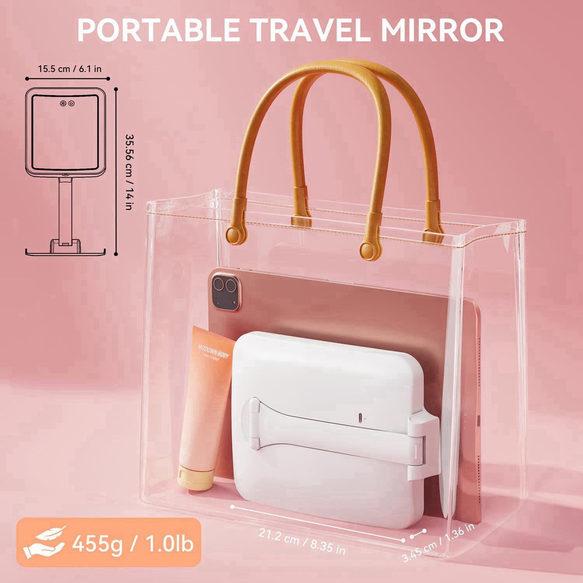 Auxmir 30X Magnifying Travel Makeup Mirror, 2000mAh Rechargeable Mirror – packaging and label