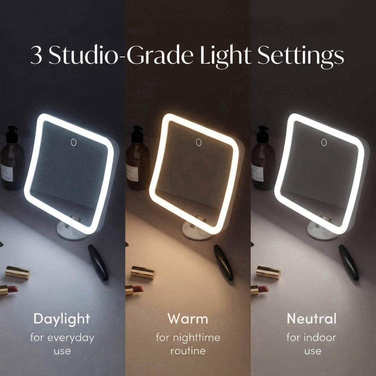 Fancii 20x Magnifying Makeup Mirror with LED Lights, Rechargeable, High Zoom | 7-inch Large Lighted Travel Mirror for Va