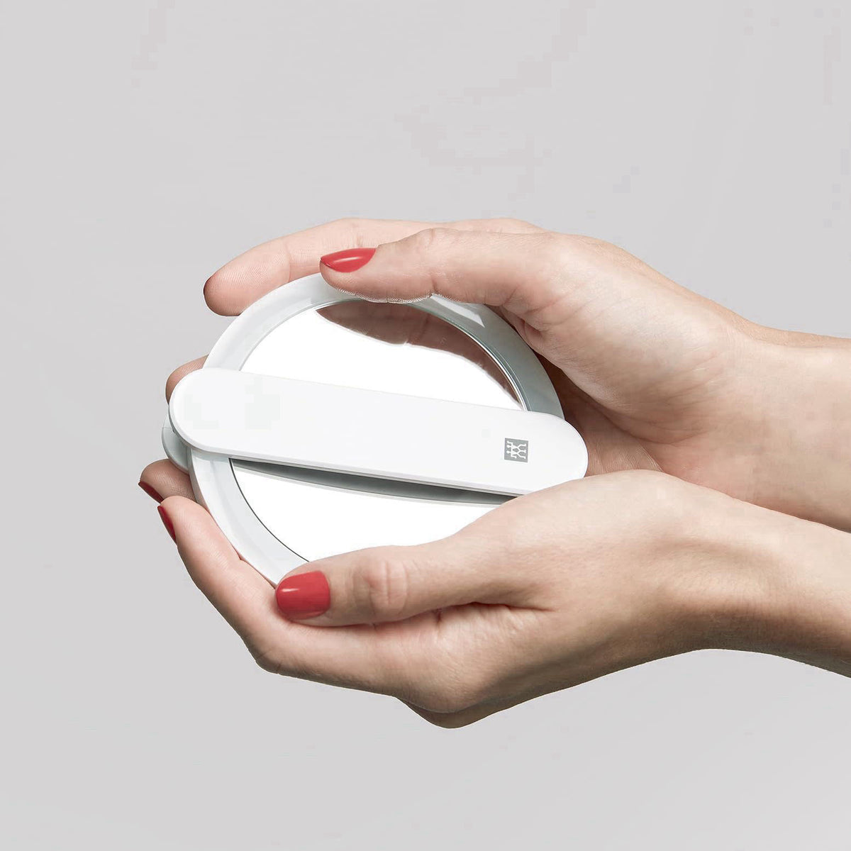 ZWILLING Makeup Mirror (10X Magnification, LED Rechargeable, 360 Degree Rotating Handle, Daylight White), Premium, White