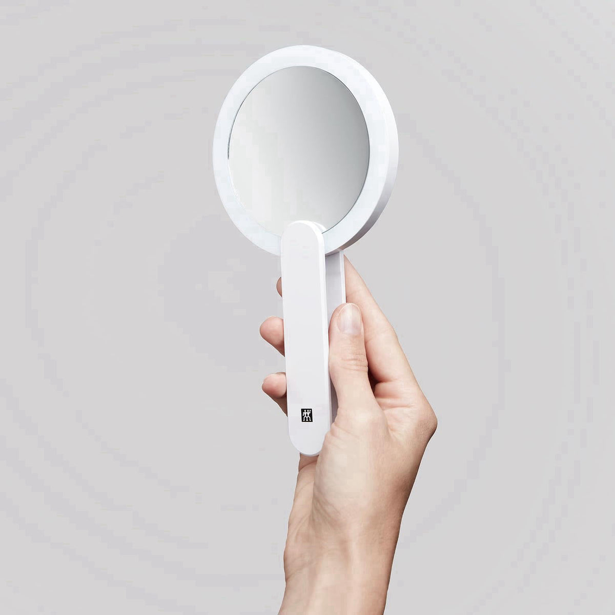 ZWILLING Makeup Mirror (10X Magnification, LED Rechargeable, 360 Degree Rotating Handle, Daylight White), Premium, White