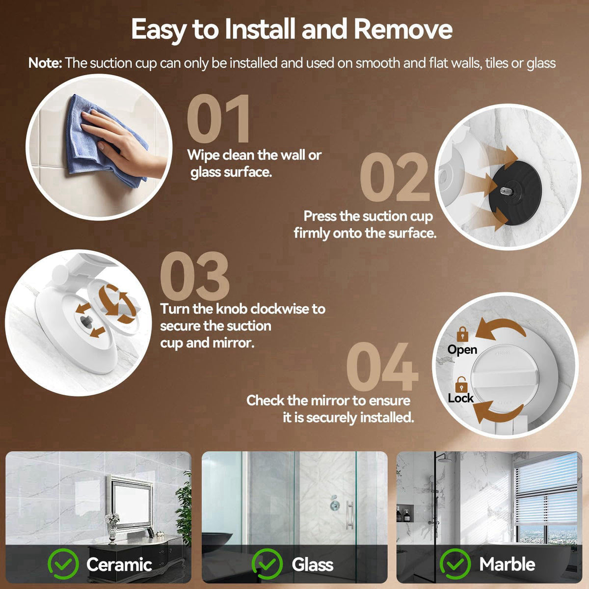 Shinowa 20X Magnifying Mirror Suction Cup with Lights, Wall Mounted Makeup Mirror – alternate angle