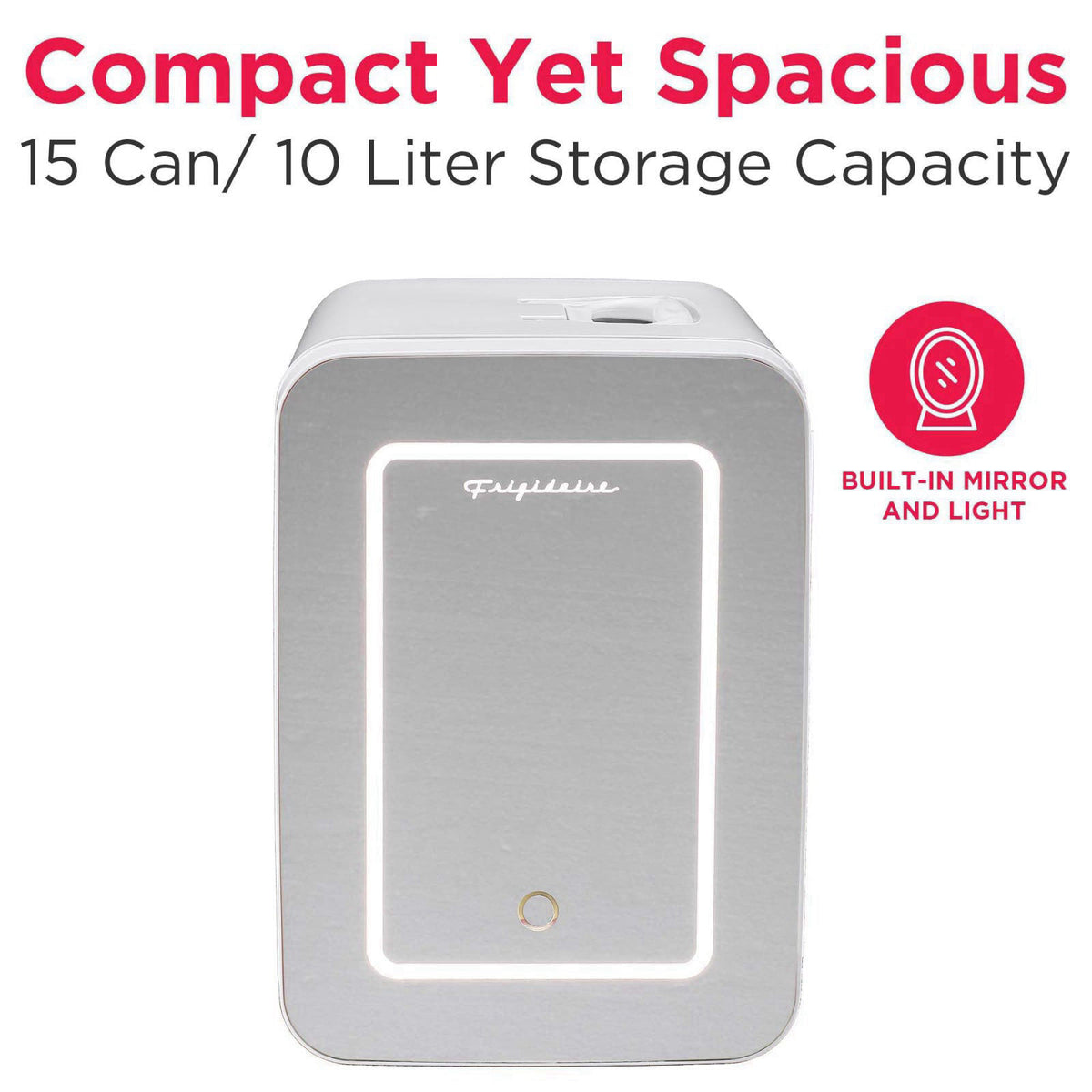 Frigidaire Mini Personal Fridge Cooler LED Lighted Mirror 6 by Premium Selection — view 5