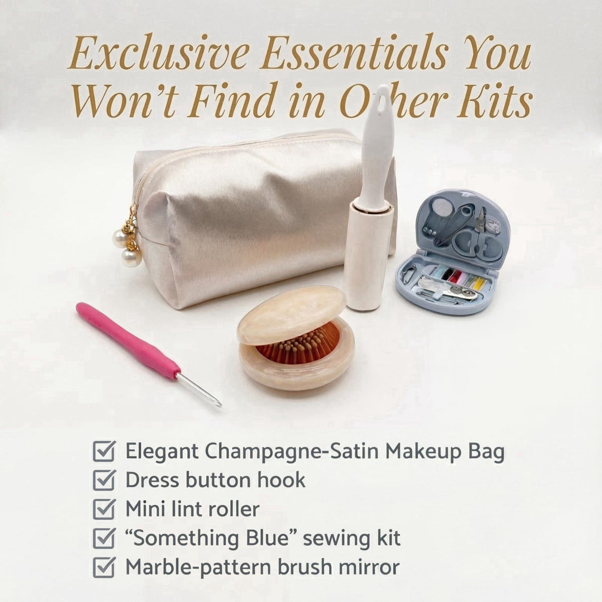 HygaLivia Wedding Emergency Kit | 30+ Essentials | 100+ Pieces | Bridal Emergency Kit for Wedding Day – full view