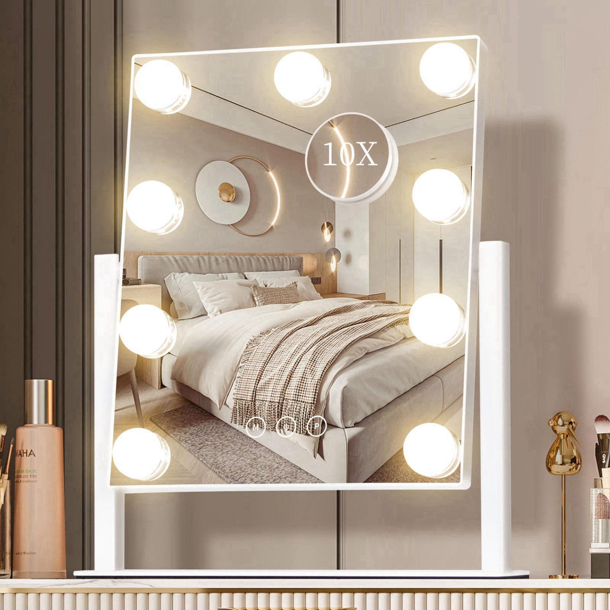 NUSVAN Vanity Mirror with Lights, Makeup Mirror with Lights,3 Color Lighting Modes Detachable 10X Magnification Mirror T