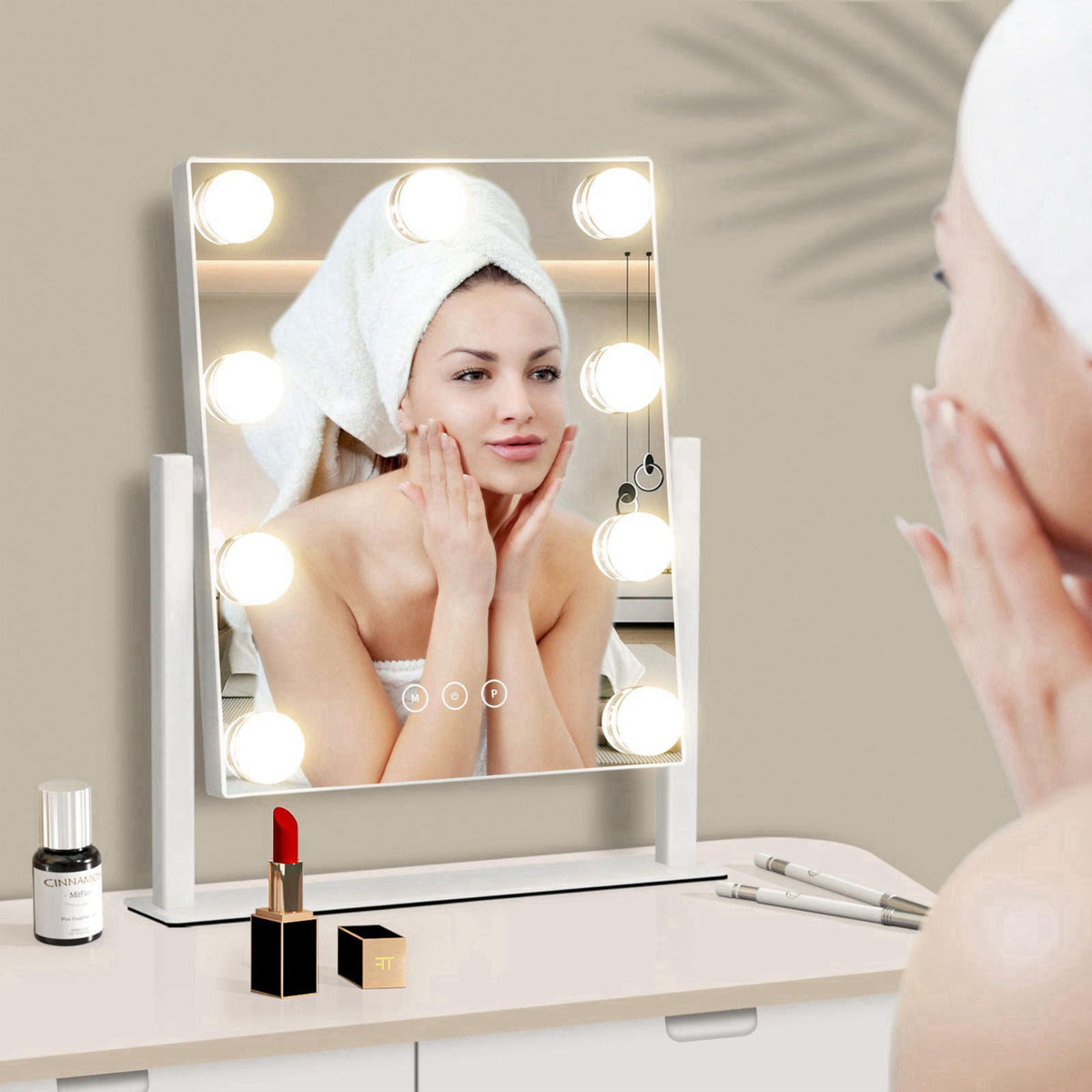 NUSVAN Vanity Mirror with Lights, Makeup Mirror with Lights,3 Color Lighting Modes Detachable 10X Magnification Mirror T