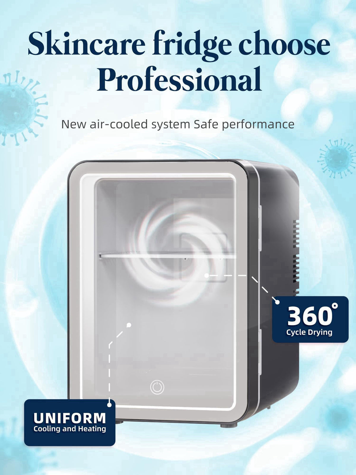 BOGDA Mini Skincare Fridge (4 Liter/6 Can) with Dimmable LED Light Mirror, Cooler and Warmer for Refrigerating Make Up, 